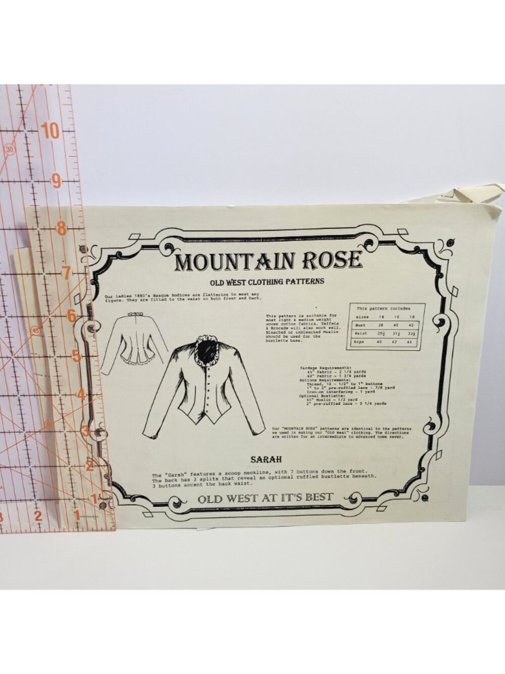 Mountain Rose Sarah Old West Clothing Patterns Sizes 14 16 18 Paper Vintage - Picture 7 of 16